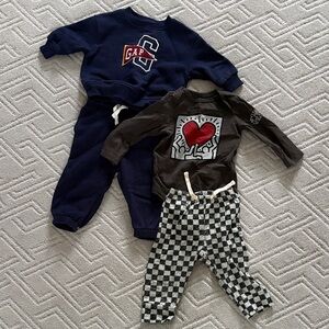 GAP Navy Sweatsuit, keith haring onesie and Black-and-White Checker Pants